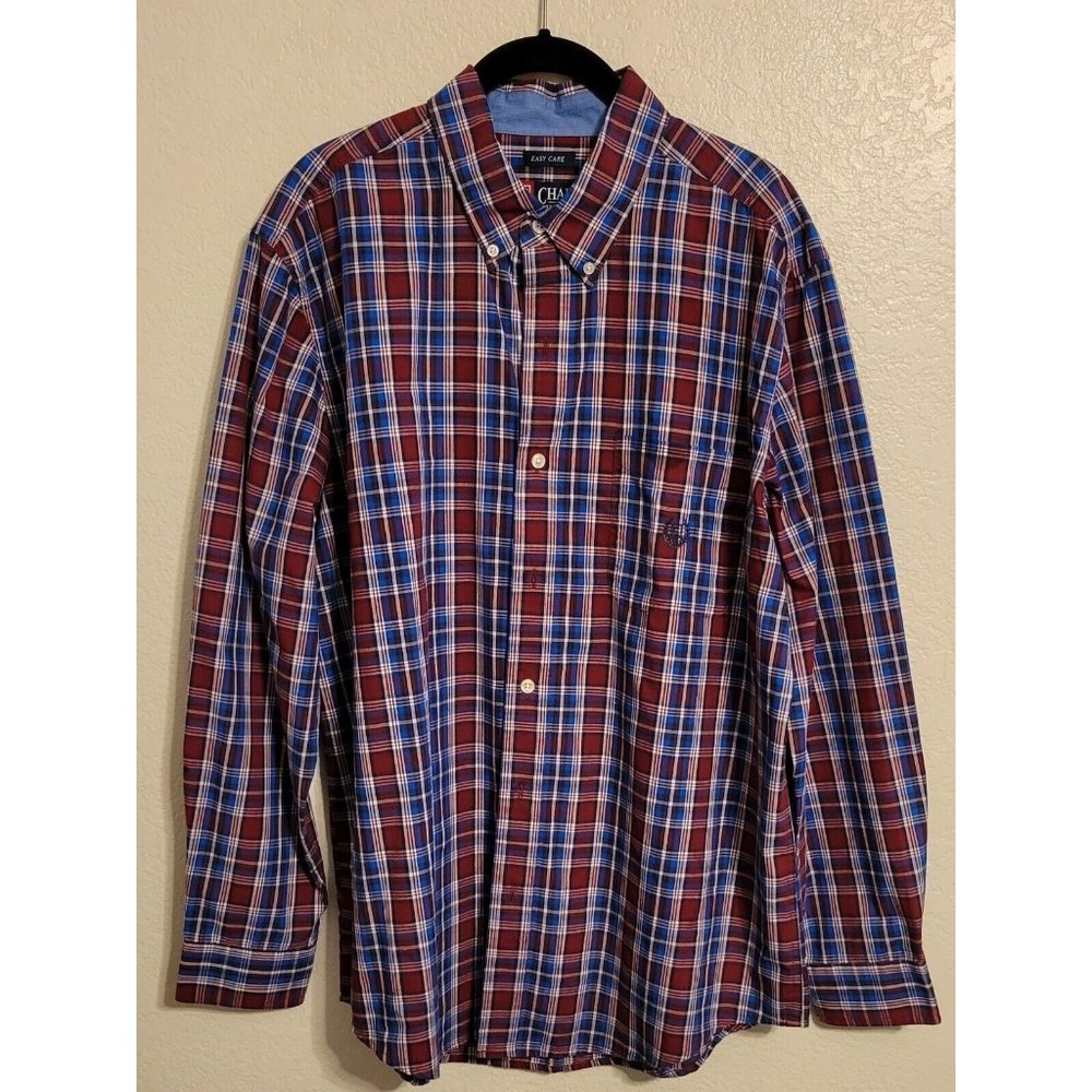 Chaps Plaid Long Sleeve Button-up Shirt Men's Size Large
